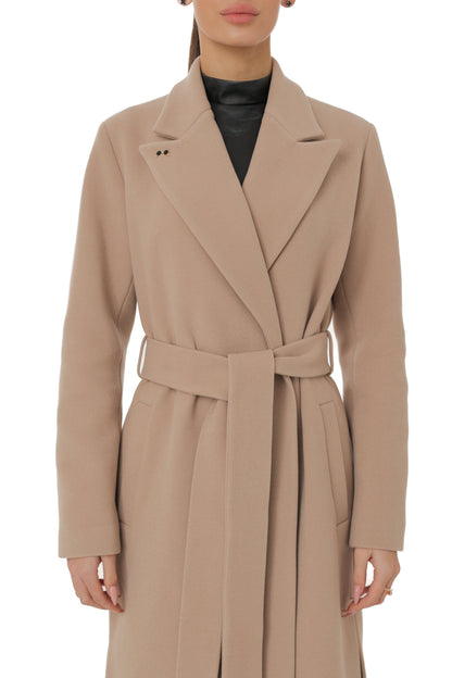 Arden Classic Wraparound Overcoat in Latte