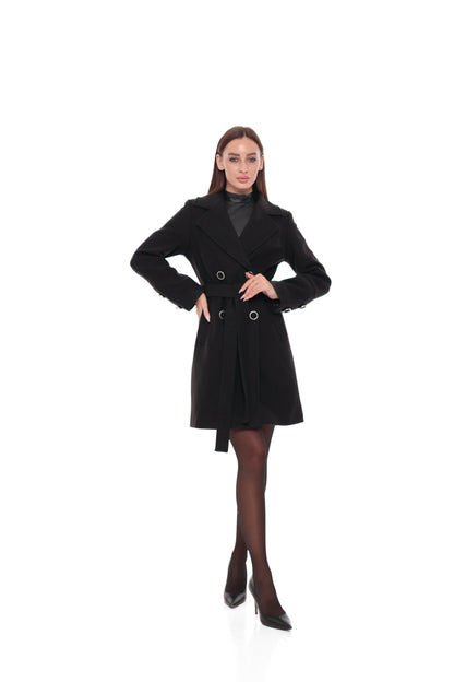 Zuri Cashmere Blend Overcoat in Black