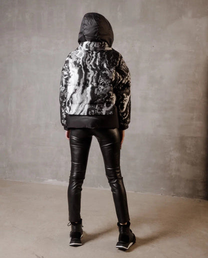 Marble Jacquard Down Fill Coat