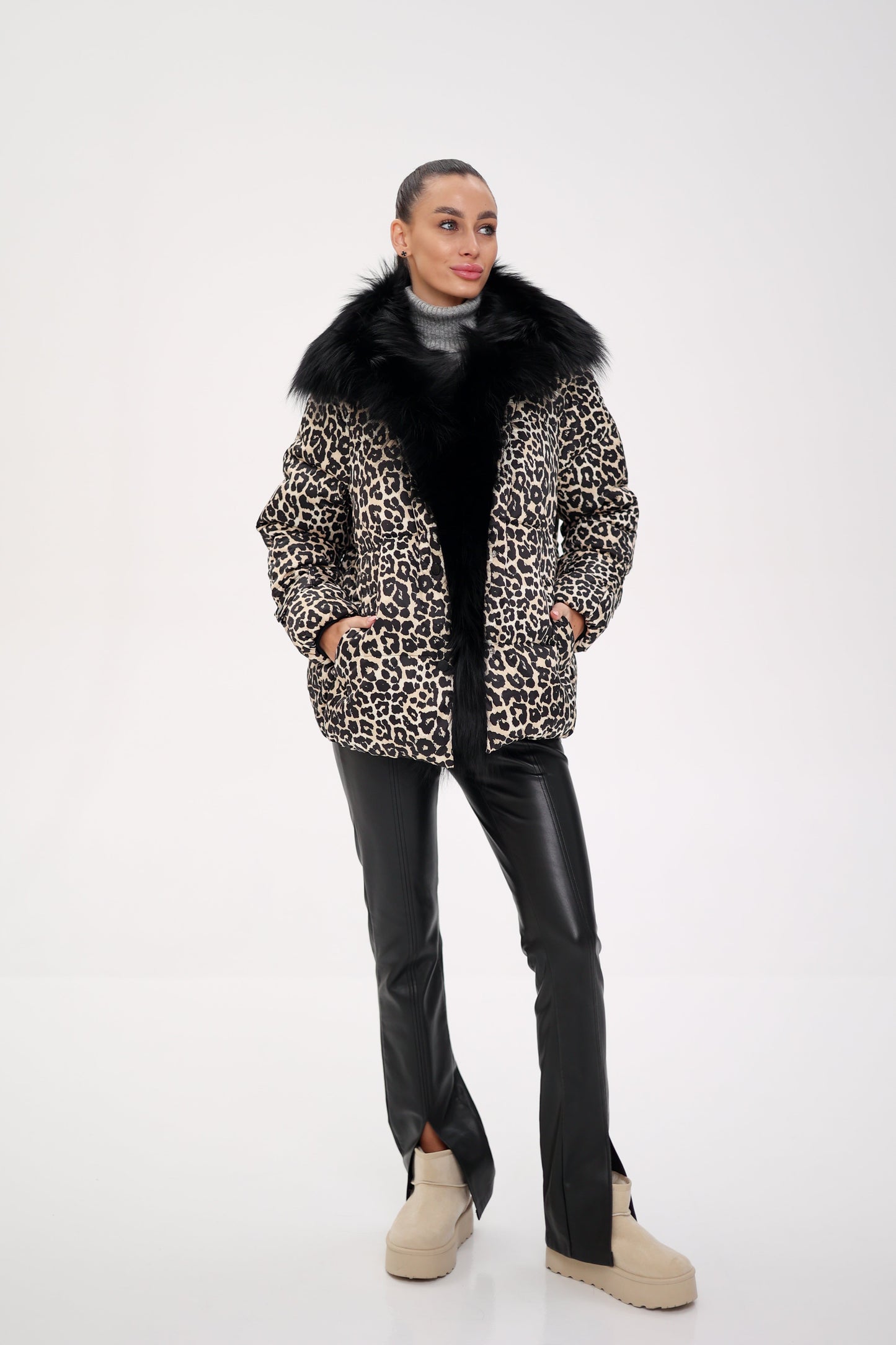Polar Fox Leopard Luxe Down Parka