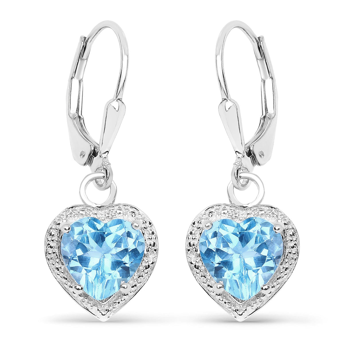 Sterling Silver Swiss Blue Topaz Heart Dangle Earrings