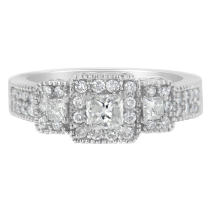 14K White Gold Diamond Three Stone Ring