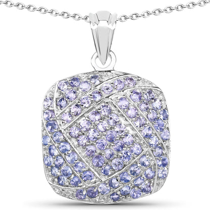 Tanzanite Sterling Silver Cluster Pendant