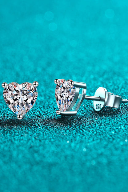 2 Carat Moissanite Heart-Shaped Stud Earrings - Undeniably LUXE