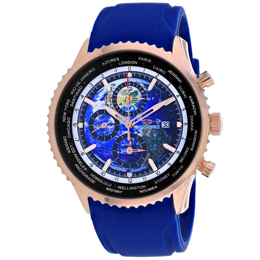 Seapro Meridian World Timer GMT Blue Rubber Strap Watch