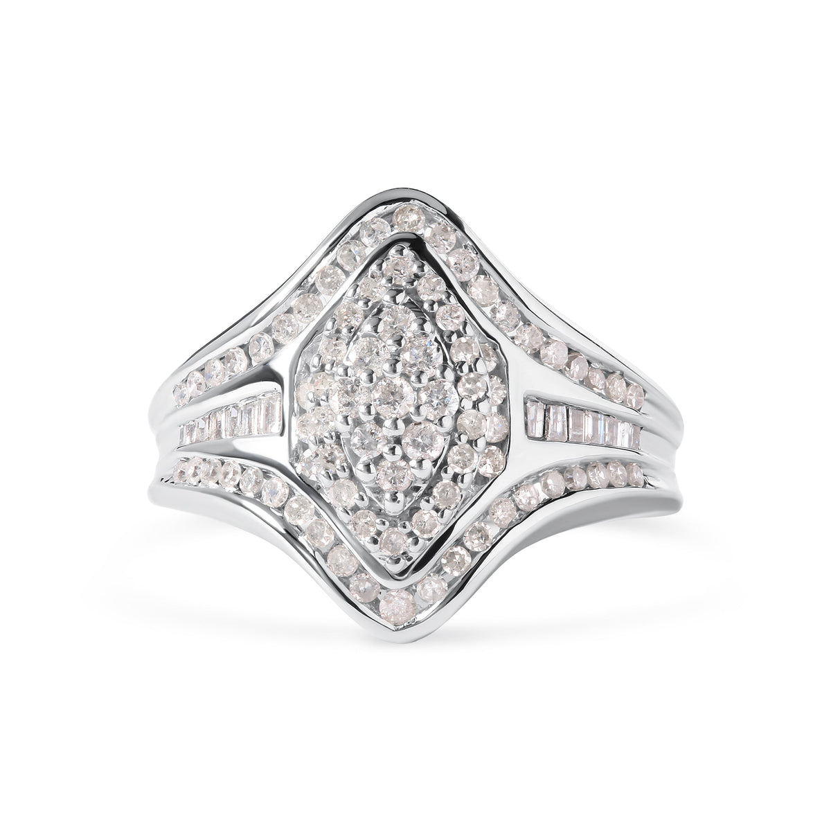 14K White Gold Diamond Cluster Ring