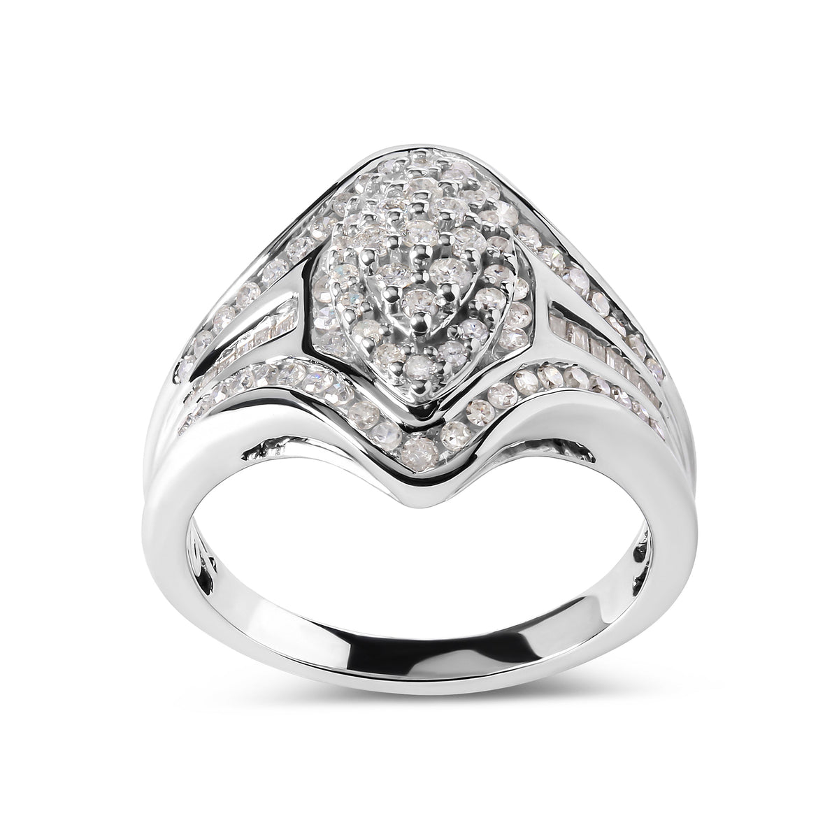 14K White Gold Diamond Cluster Ring