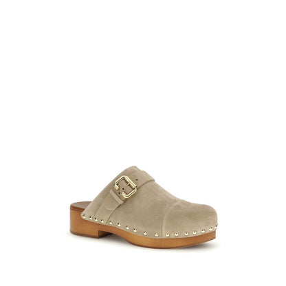 Chloé Jeannette Beige Suede Clog Mules