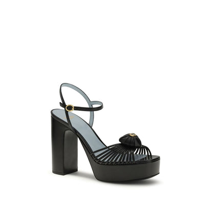 Black Goatskin Platform Sandals