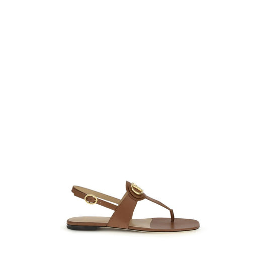 Brown Calf Leather Bos Taurus Flat Sandals