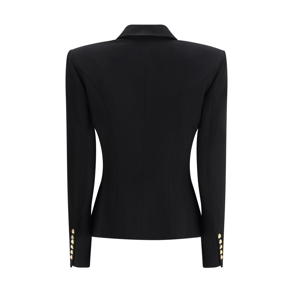 Balmain Black Double-Breasted Virgin Wool Blazer