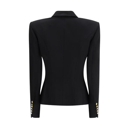 Balmain Black Double-Breasted Virgin Wool Blazer