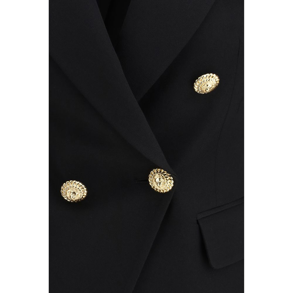 Balmain Black Double-Breasted Virgin Wool Blazer