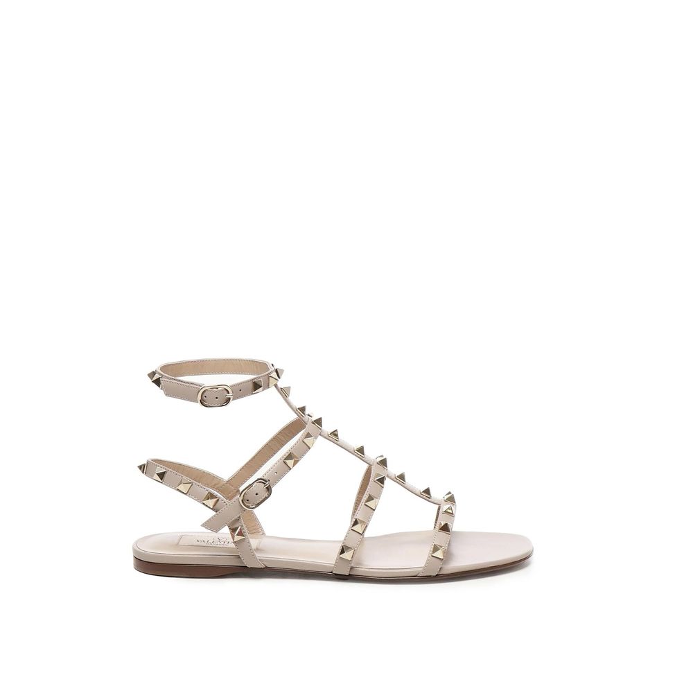 Beige Calfskin Strap-On Sandals