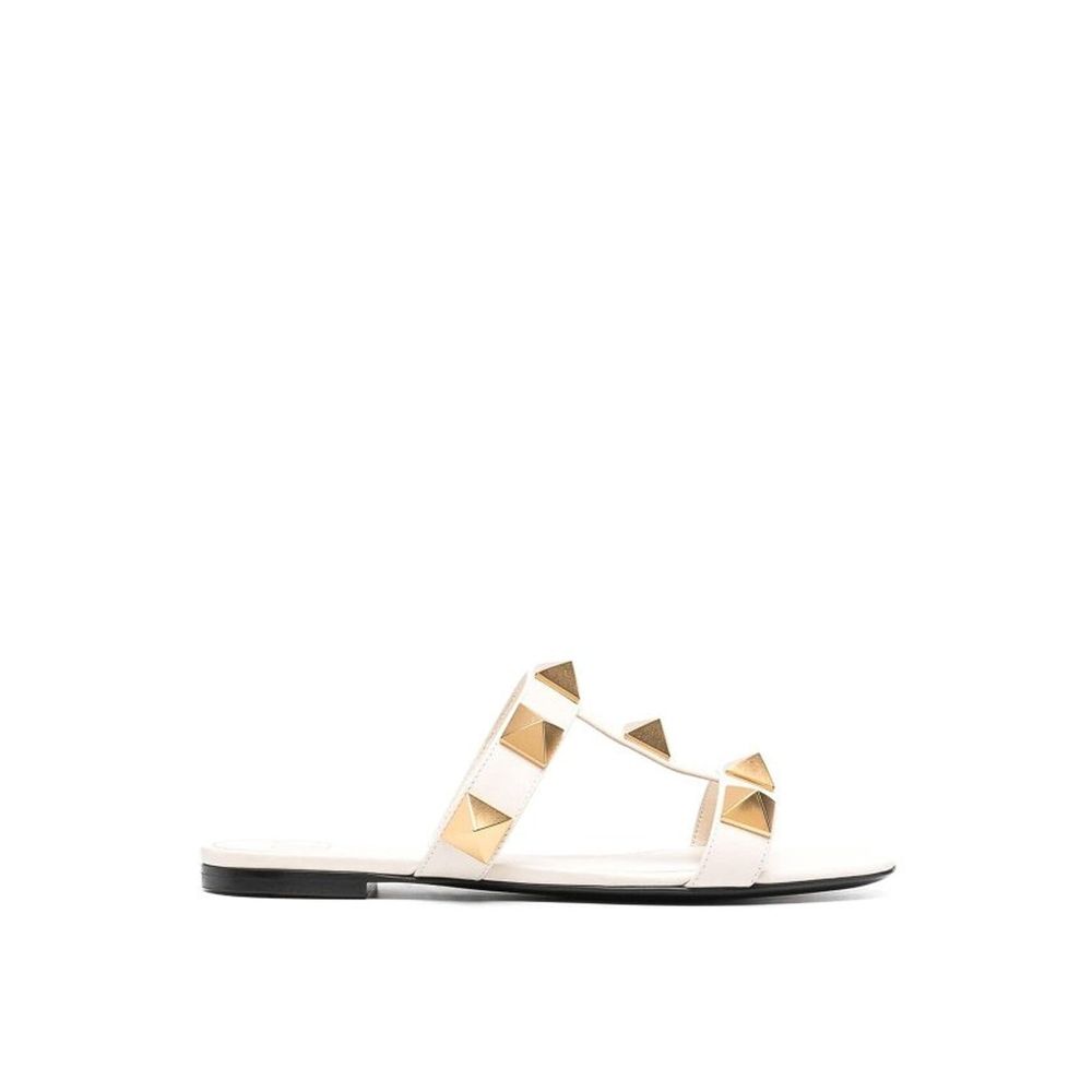 White Calfskin Flat Sandals