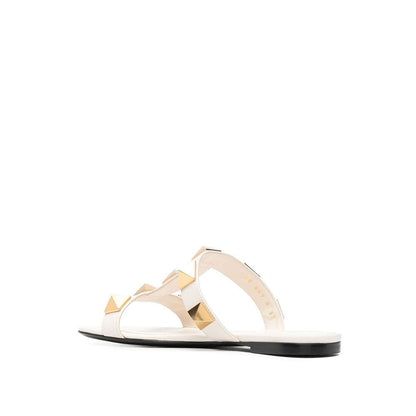 White Calfskin Flat Sandals