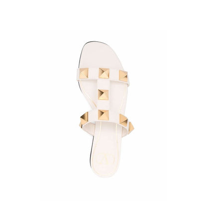 White Calfskin Flat Sandals