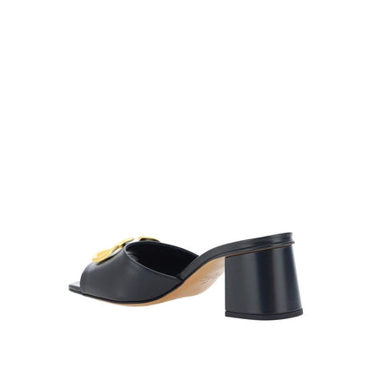 Black Calfskin Platform Sandals