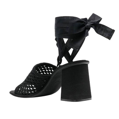 Black Fabric Platform Sandals