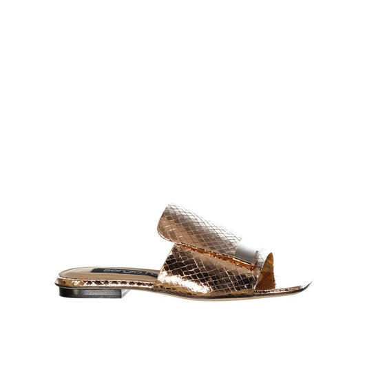Rose Gold Calfskin Flat Sandals