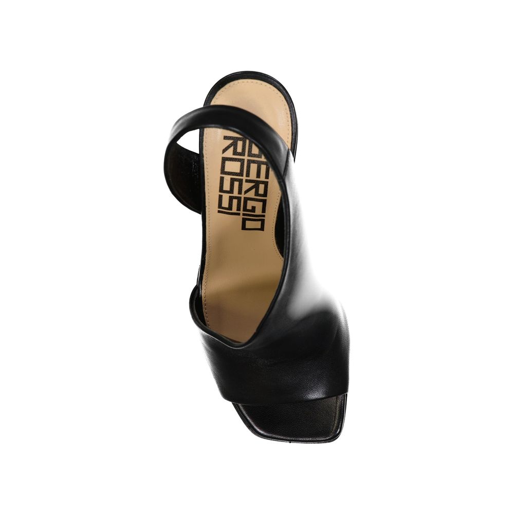 Black Calfskin Platform Sandals