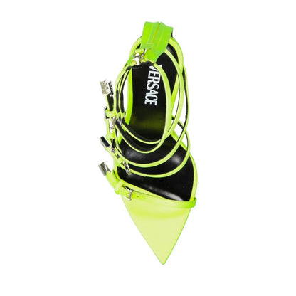 Bicolor Silk Stiletto Heel Sandals