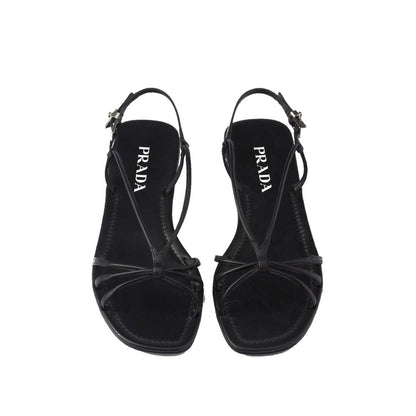Black Calfskin Strap-On Sandals