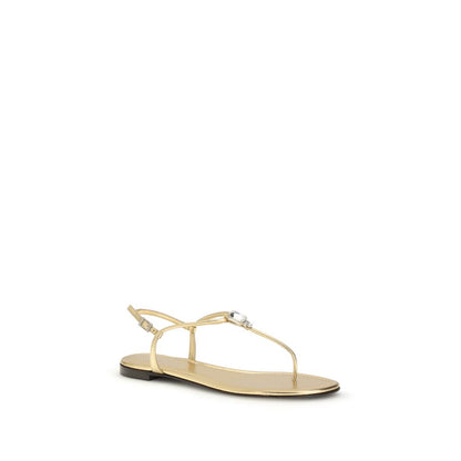 Gold Calf Leather Bos Taurus Flat Sandals