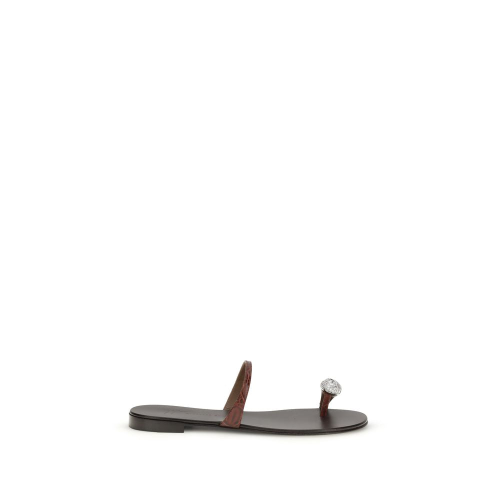 Brown Calf Leather Bos Taurus Flat Sandals