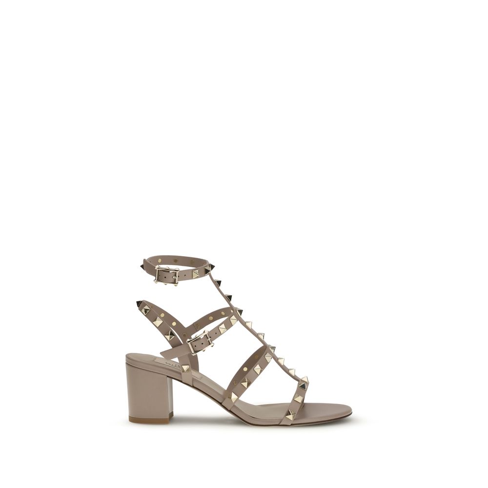 Rockstud Calfskin Ankle Strap Sandal 60 Mm