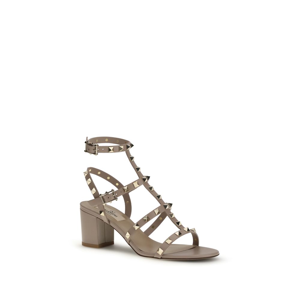 Rockstud Calfskin Ankle Strap Sandal 60 Mm