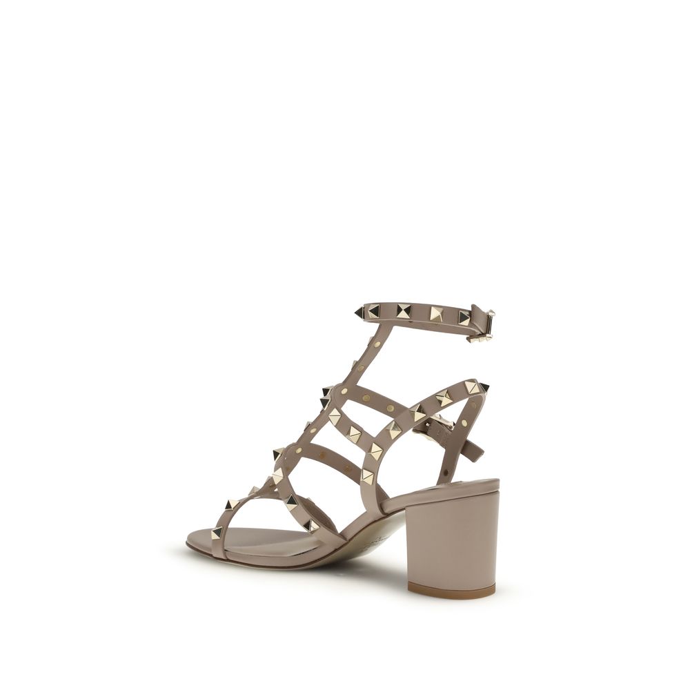 Rockstud Calfskin Ankle Strap Sandal 60 Mm