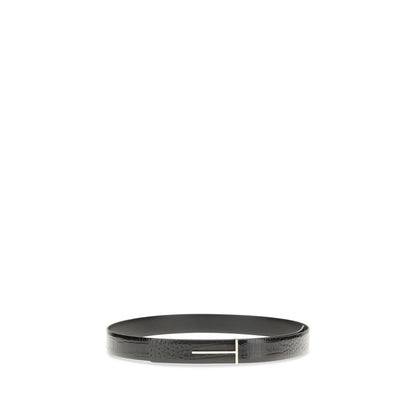 Tom Ford Crocodile-Effect Goatskin Belt in Black