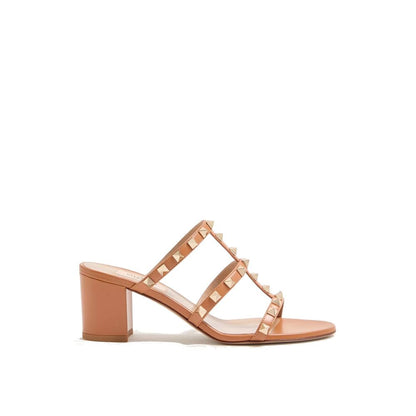 60mm Rockstud Leather Caged Mule Sandals