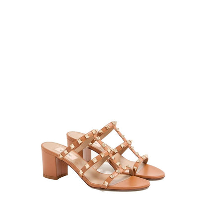 60mm Rockstud Leather Caged Mule Sandals