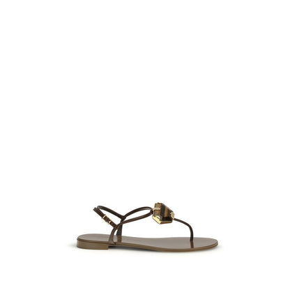 Brown Stainless Steel Flat Sandals