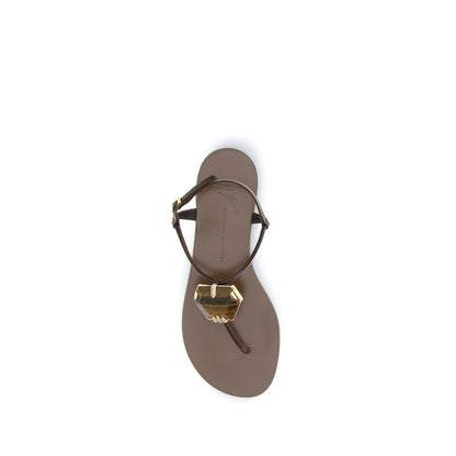 Brown Stainless Steel Flat Sandals