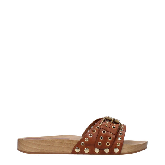 Isabel Marant Demki Cognac Leather Flat Sandals