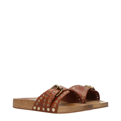 Isabel Marant Demki Cognac Leather Flat Sandals