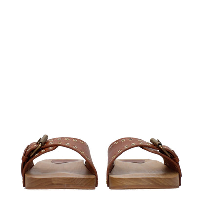 Isabel Marant Demki Cognac Leather Flat Sandals