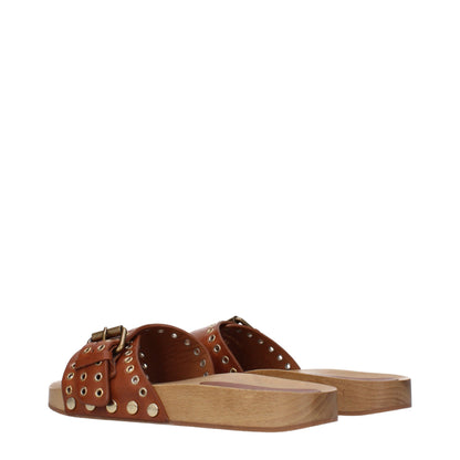 Isabel Marant Demki Cognac Leather Flat Sandals