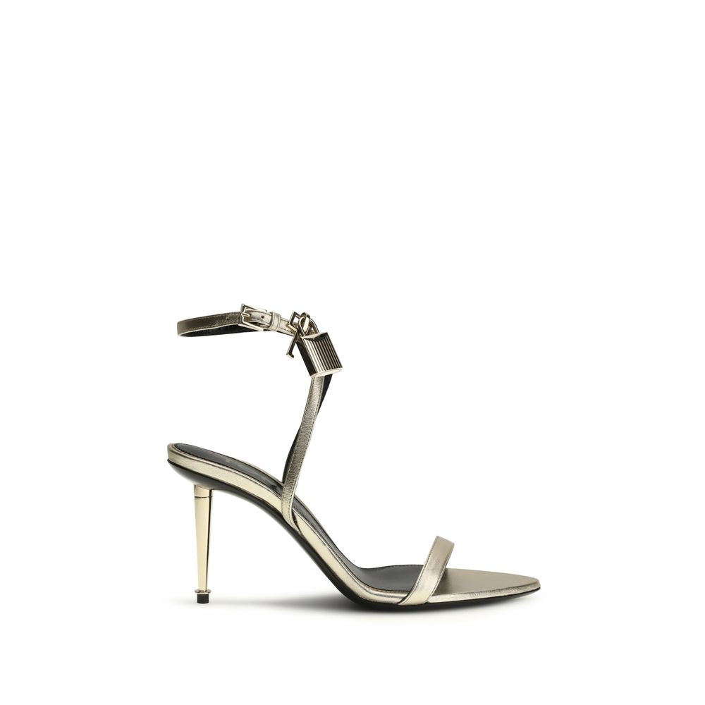 Tom Ford Padlock Gold Metallic Leather Sandals