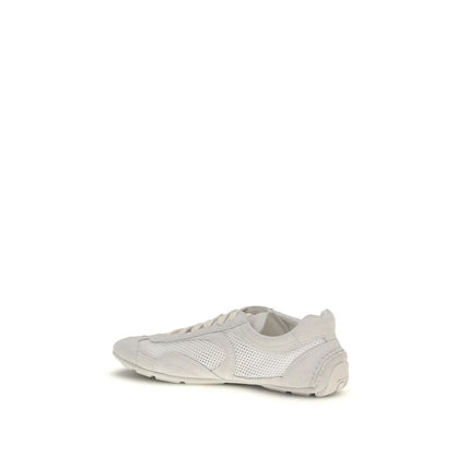 Prada Montecarlo White Mesh & Suede Low-Top Sneakers