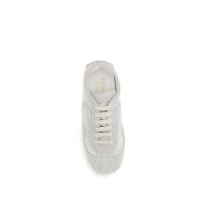 Prada Montecarlo White Mesh & Suede Low-Top Sneakers