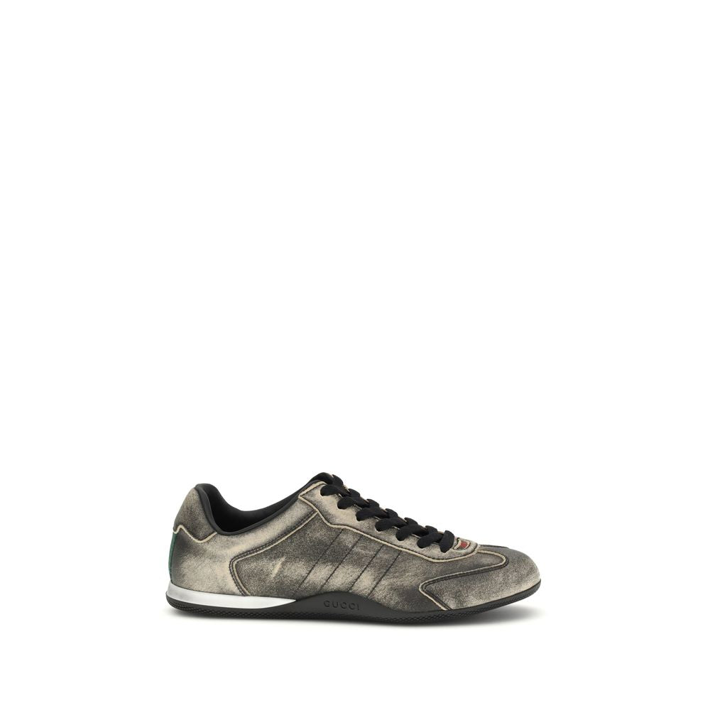 Gucci Shift Black Délavé Leather Low Top Sneakers