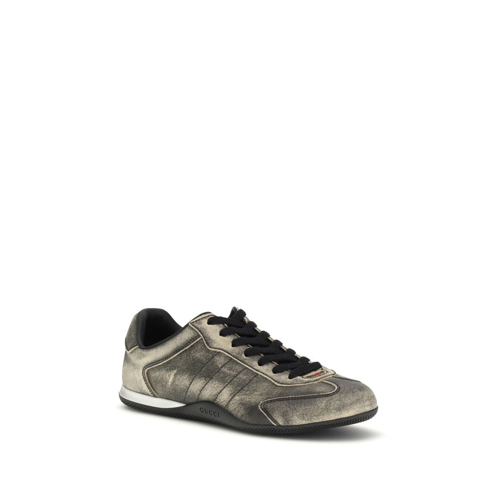 Gucci Shift Black Délavé Leather Low Top Sneakers