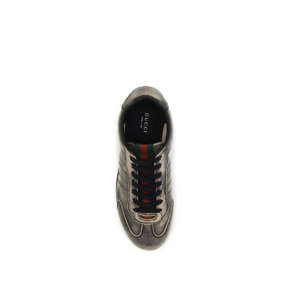 Gucci Shift Black Délavé Leather Low Top Sneakers