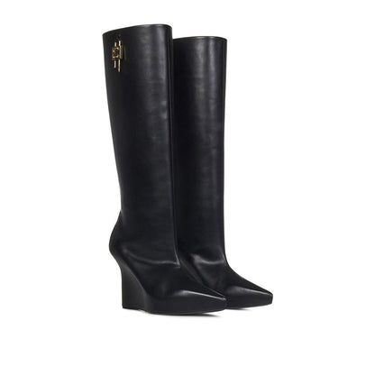 Black Calfskin High Heel Boots