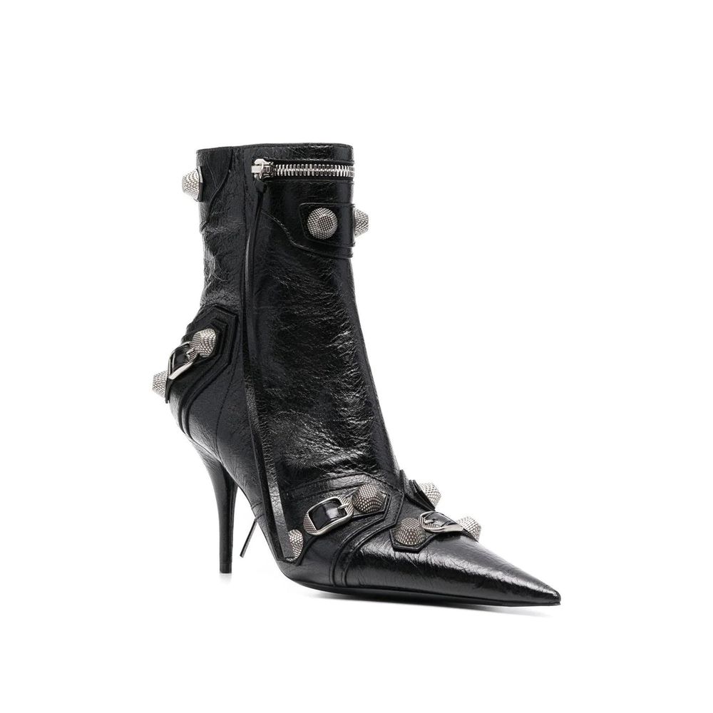 Black Lamb Leather Lace-Up Boots