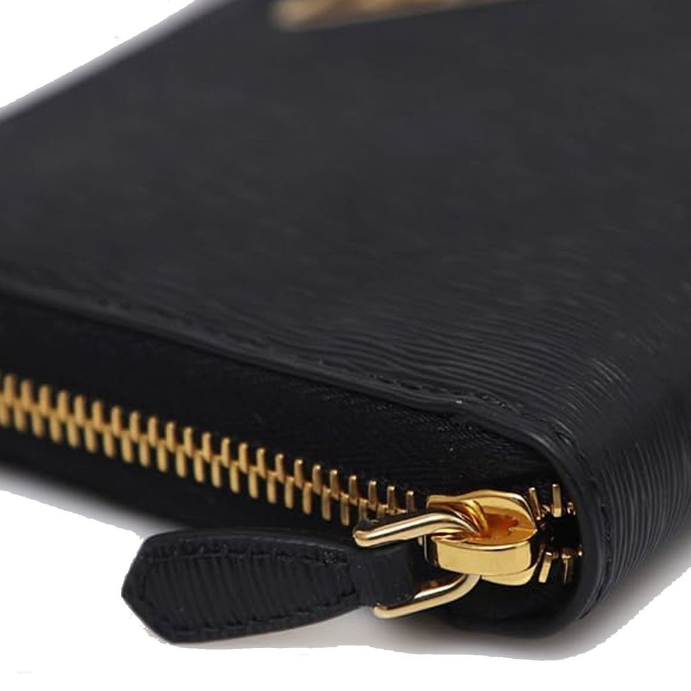 Prada Black Saffiano Leather Triangle Zip Wallet